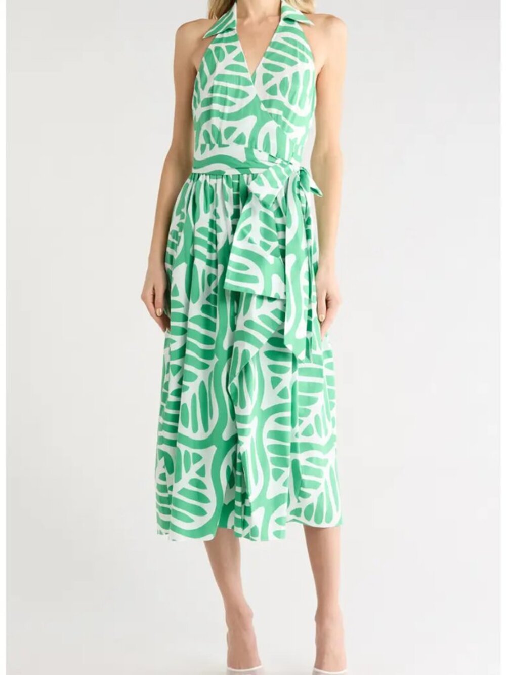 NWT Diane von Furstenberg DVF Nova Desert Palm Indian Green Wrap Dress L $698